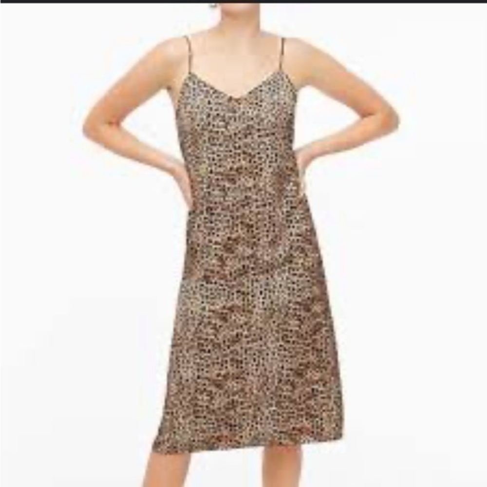 J. Crew Leopard Print Midi Slip Dress in Brown and Black